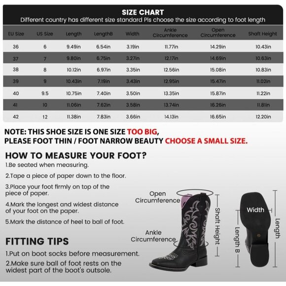 J's.o.l.e Women Black Cowboy Boot Square Toe Western Cowgirl Fashion Botte - Picture 4 of 9